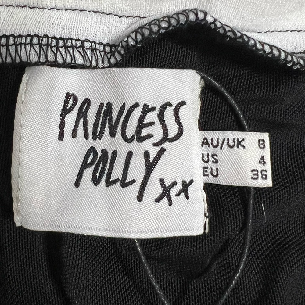 NWT Princess Polly Black Stretch Pencil Maxi Skirt White Elastic Waist Band Sz 4 - Picture 5 of 6